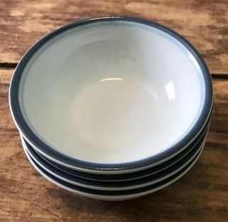 Pfaltzgraff Sky 4 6 " Cereal Bowls Vintage Made Usa White & Blue Ring Stoneware.