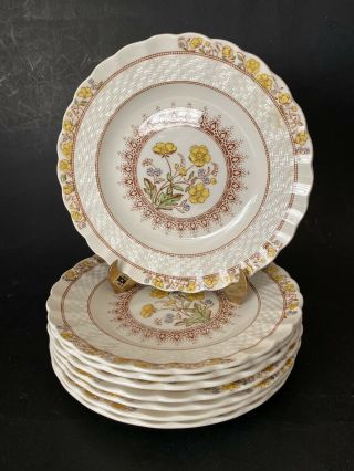 8 Spode Buttercup 6 1/2” Bread And Butter Plates
