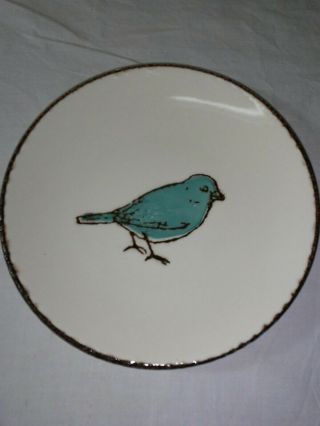 Vintage Hand - Painted Blue Bird Ceramic /pottery 8 1/2 Inch Wall Plate Decor