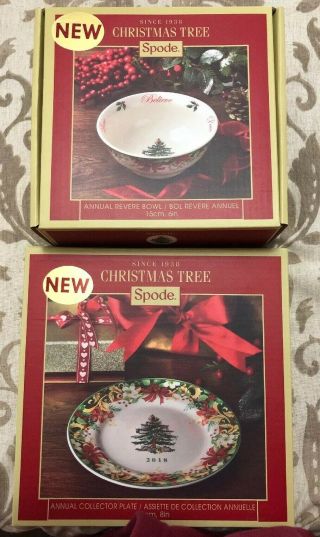 Spode Christmas Tree Annual Collector Plate And Revere Bowl 2018
