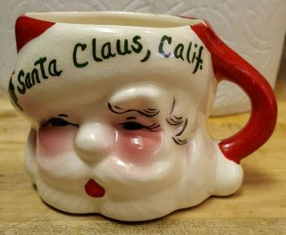 Vintage Mid Century Deforest Of California Pottery Santa Clause Mug