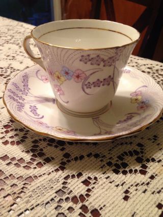 Pretty English Colclough Vtg Bone China Tea Cup And Saucer