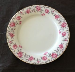 Noritake China Dinner Plate Rosewood 5107 White Pink Rose Border
