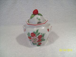 Vintage 1991 Lenox Orchard Fine Porcelain " Raspberry " Jam Jelly Jar No Spoon