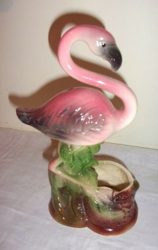 Vintage California Pottery Pink Flamingo Planter / Vase 10 " High