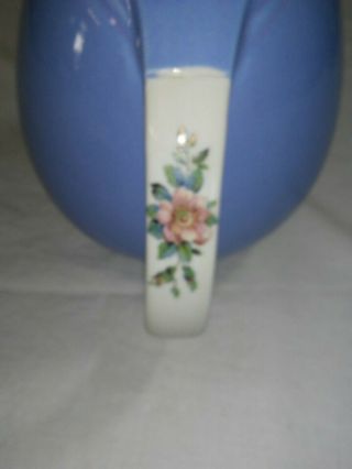 Hall Pottery Blue Rose Parade 32 oz Jug or Pitcher with Ice Lip Vintage 1259 2