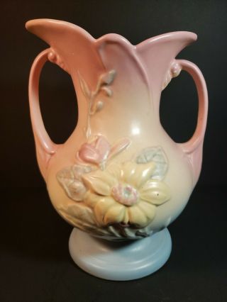 Vintage Hull Pottery Two Handled Vase 3 - 8 1/2 Pastel Pink & Blue Usa