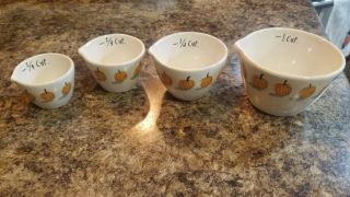 Rae Dunn Pumpkin Measuring Cups Halloween Fall Thanksgiving Set Of 4
