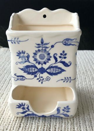 Vintage Delft Blauw Blue Patterned Ceramic Matchstick Holder