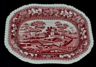 Antique Vintage Copeland Spode’s Tower China Pink Red Serving Deep Bowl 9.  5 "