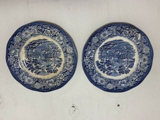 2x Vintage Staffordshire Ironstone Liberty Blue Monticello 6 " Bread Butter Plate
