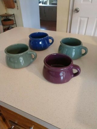 Bybee Kentucky Pottery,  (4) Soup Mugs