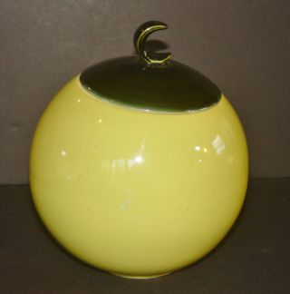 Vintage Hull Pottery Cookie Jar Green Apple Lime Globe Ball Mcm Kitchen Antique