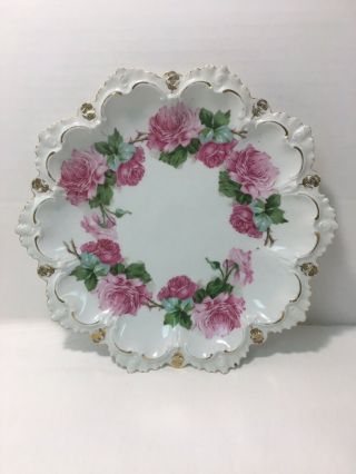 Antique M.  Z.  Austria Hand Painted Plate,  Elegant With Pink Roses & Gold