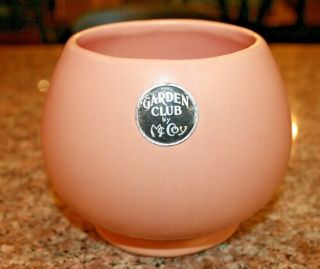 Vintage Mccoy Pottery 3.  75 " Pink Garden Club Ball Shaped Bowl With Sticker