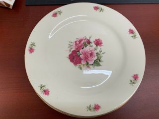 Formalities By Baum Brothers Rose Dinner Plates With Gold Trim (4).