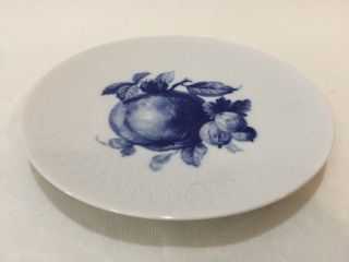 Mitterteich Bavaria Blue & White Fruit Pattern Apple Salad Plate,  7 3/4 " Dia