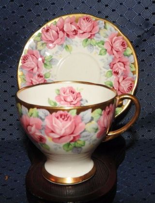 Tea Cup And Saucer Royal Standard " Rose Of Sharon " Pink Roses Demitasse