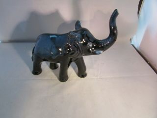 Vintage Blue Mountain Pottery Elephant Glazed Blue Black Figurine Red Clay