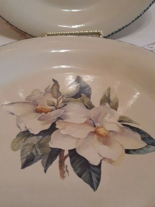 Home And Garden Party Stoneware Magnolia 2 diner plates,  1998 2