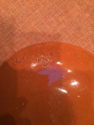 Stunning 10” Redware Slip Decorated Tulip Plate 1947 Signed 3