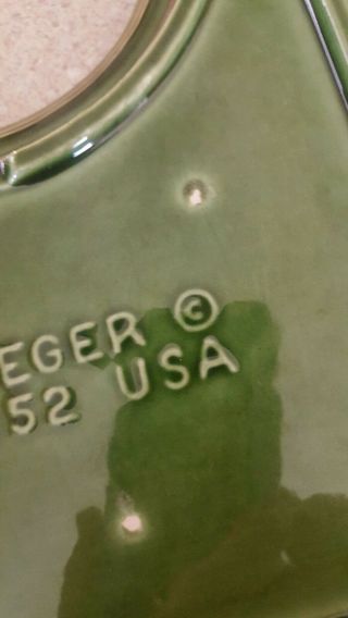 VINTAGE HAEGER 2052 GREEN RETRO SQUARE ASHTRAY POTTERY USA 3