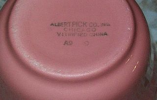 VTG ALBERT PICK CO,  INC Chicago Vitrified China,  1 Pink Custard Bowl - A9 3