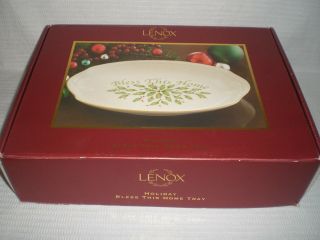 Lenox Holiday Bless This Home Christmas Serving Tray 11 1/8 " W/ Metal Stand