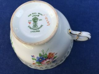 Crown Staffordshire F15484 Fine Bone China Footed Tea Cup & Saucer Set England 4