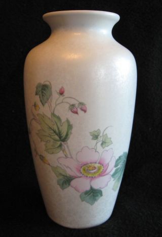 Poole Pottery Vase 6 " Tall Pink Floral On Round Cream Lustre; England