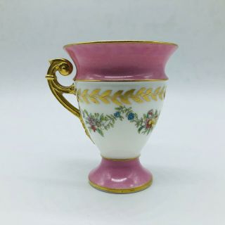 Antique T&v Limoges France Hand Painted Cup Pink Roses Flowers Gold