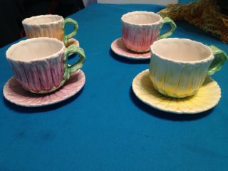 Vintage•1994 Bombay Company• Set Of 4 Teacups & Saucers.  Flowers