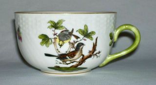 Herend (rothschild Bird) Porc.  7 Oz.  Flat Cup W/green Handle (1726,  G) Hungary