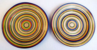 2 Tabletops Gallery Los Colores Dinner Plates 11 " Hand Painted
