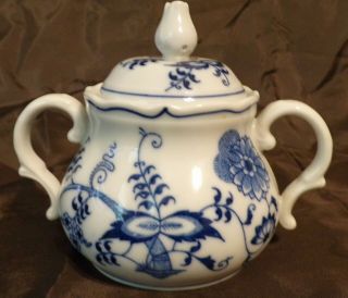 Vintage Blue Danube Porcelain Sugar Bowl With Lid Banner Stamp