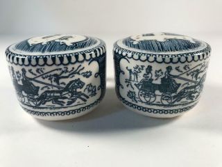 Vintage Currier and Ives Royal China Salt & Pepper Shakers Horse Traveling Right 5
