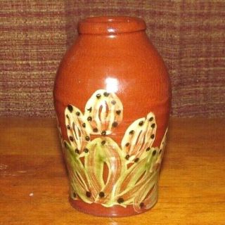 4 " Sj Pottery Bethel Missouri Vase With Cactus?