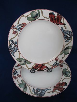 Sakura Laredo Dinner Plates 10 3/4 ",  Set Of 2,  Cowboy,  Western Themed 1992