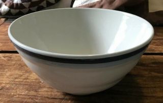 Pfaltzgraff Sky Mixing Bowl 8” Vintage Made In Usa White & Blue Ring Stonewear.
