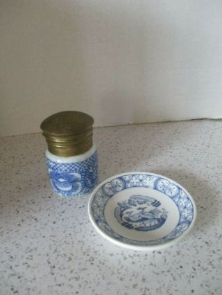Vintage Mini,  Porcelain Jar Brass Lid & Pin Dish,  Old Chelsea Furnivals,  647812