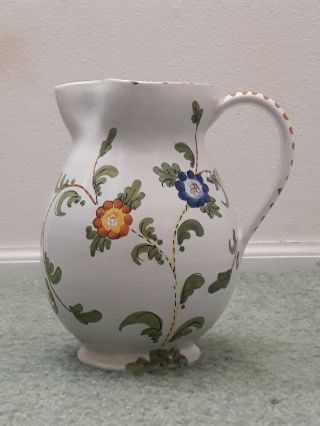 Italian Pottery Pitcher Hand Painted Deruta 8 " Tall