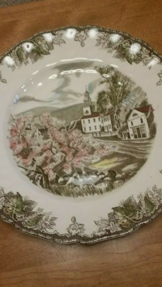 Johnson Brothers 10 1/2 " Dinner Plate Made In England " The Village Green "