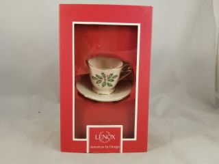 Lenox Holiday Dimension Tea Cup And Saucer Ornament
