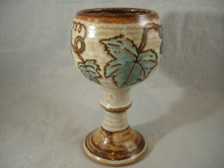 John Coiner Pottery Grape Vine Stoneware Goblet 4