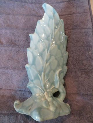 Vintage Royal Haeger 12 " Vase,  Made In Usa,  Light Turquoise Leaf Pattern