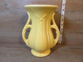 Vintage 1940s Mccoy Usa Tassel Double Handle Yellow Vase