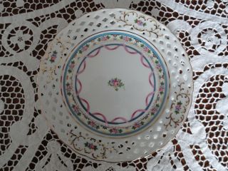Ornate 8 - 3/8 " China Plate With Pink Blue Green White Colors.