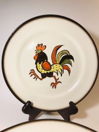 5 Vintage Poppytrail By Metlox Pottery Dinner Plates California Rooster Design