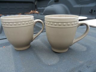 Better Homes & Gardens Amity Set 2 Brown Taupe Tan Coffee Cup Mug 4 1/8 "