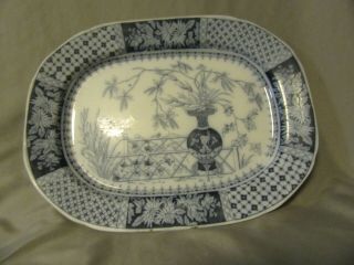 Antique Stoke Upon Trent Blue & White Oval Platter W.  T.  Copeland & Sons England